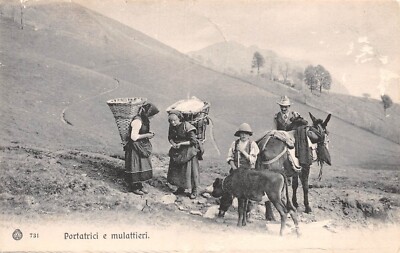AK ITALIEN ARBEITER UND MAULTIERE AUF DEN FELDERN um 1903
