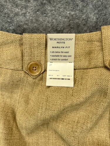 Neu ohne Etikett Damen Petite Anzughose 2P Fischgrätmuster Worthington Marilyn Passform beige flach - Bild 8 von 13