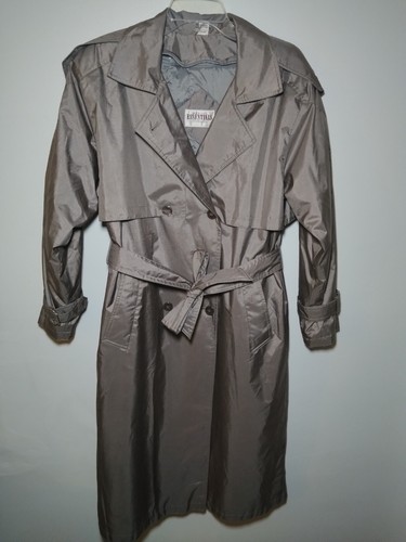 Vintage Worthington Petite Essentials Trench Coat Raincoat Brown Bronze Metallic