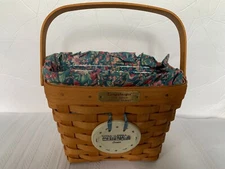 Longaberger 1994 Dresden Tour Basket Signed with Fabric Liner Tie on Protector 