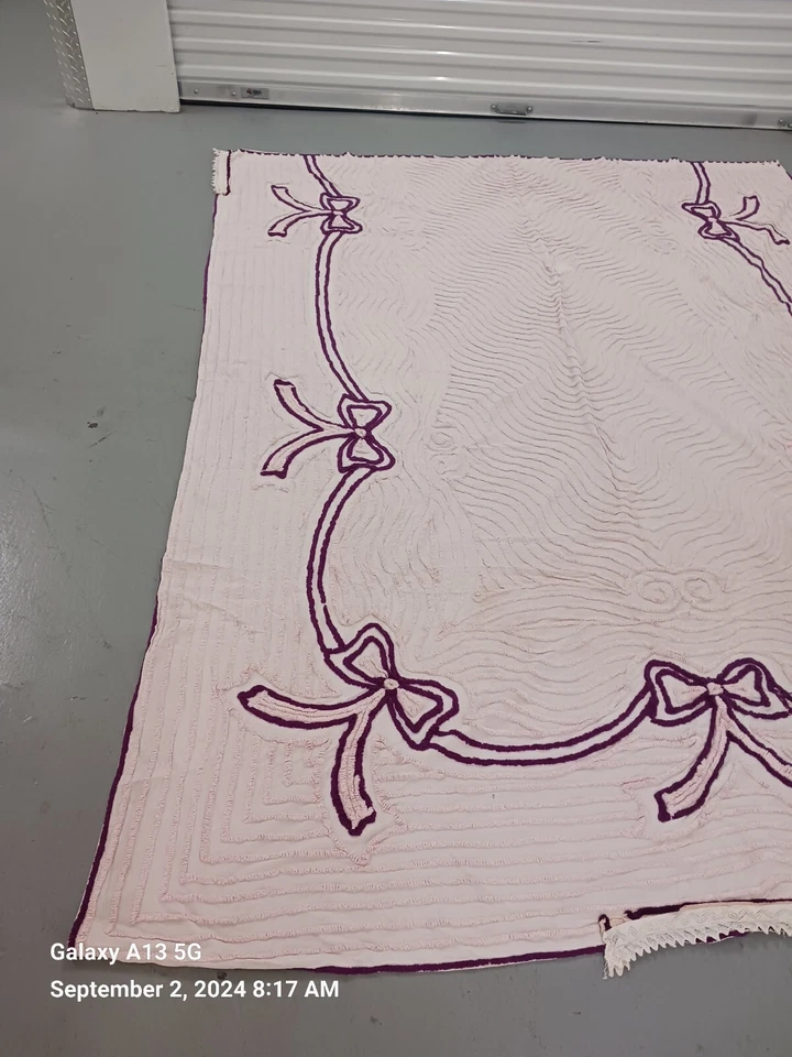 Colcha de chenilla 98 X 72 rosa claro Foto 2 de 4