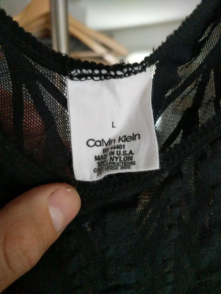 Vintage Calvin Klein Made USA lace teddy Lingerie Size Large Nylon intimates - Image 2 of 4