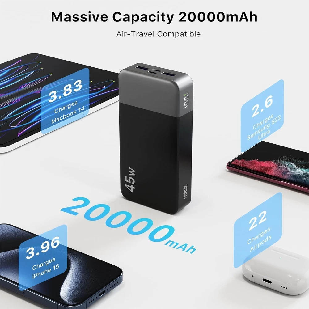 Power Bank 20000mAh 45W Charging Portable External Battery Backup For Cell Phone Power Bank 20000mAh 45W Charging Portable External Battery Backup For Cell Phone