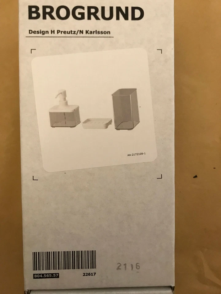 IKEA BROGRUND 3-piece bathroom set Soap dispenser,Soap dish,Toothbrush Holder - Image 3 of 4