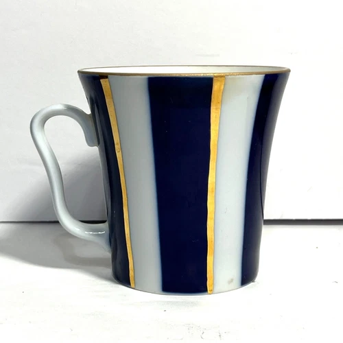 Lomonosov Russian Imperial Porcelain Cobalt Stripe Mug NO SAUCER