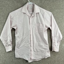 Arrow Men's Size 16 34/35 Pink Plaid Premium Long Sleeve Button Down Shirt