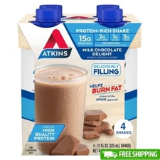 Milk Chocolate Delight Protein Shake 4-Pack Low Carb Keto 15 G Protein Calcium