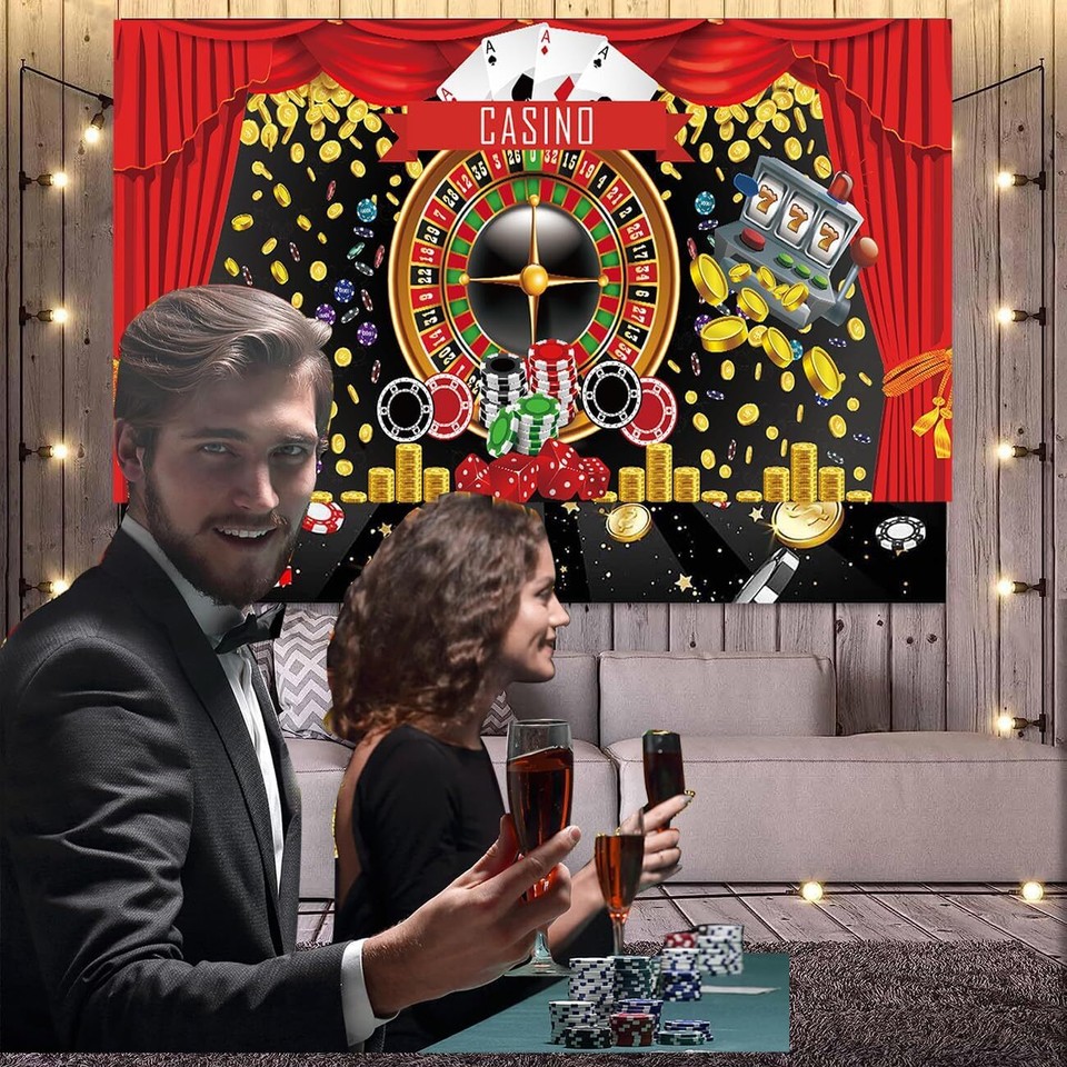 Casino Night Backdrop for Party Las Vegas Backdrop Glitte(5.9x2.95ft