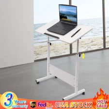 Adjustable Height Office Rolling Laptop Table Stand Bed Side Computer Desk Stand