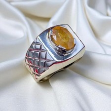 Natural Yellow Sapphire Sterling Silver 925 Handmade Ring, Real Sapphire Ring