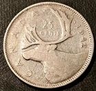 1942 CANADA ~ 25 Cents 25C ~ .800 Silver ~ George VI ~ Lower Mintage ~ Nice Coin