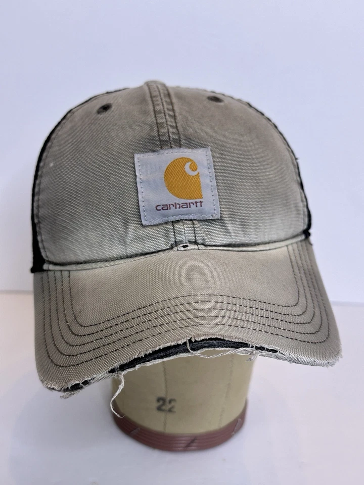 Carhartt Washed Gray Canvas Mesh Snapback Trucker Distressed Adjustable Snapback - Image 2 of 4