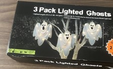3 Pack Lighted 2ft Tall Ghosts Halloween Decor