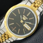 VINTAGE SEIKO 5 AUTOMATIC REFURBISHED JAPAN MENS BLACK DIAL WATCH a442109-d