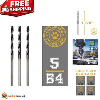 High-Performance 3 Pack of 5/64'' Cobalt Drill Bits with Storage Case Included