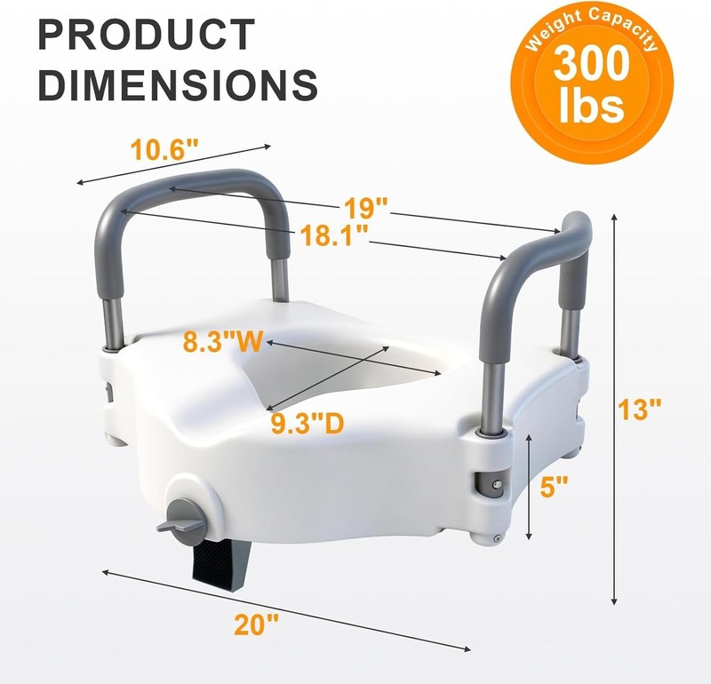 SUCCU Raised Toilet Seat with Handles 