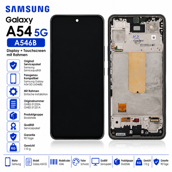 Samsung Galaxy A54 5G A546B Original Display Touchscreen Rahmen Schwarz-image