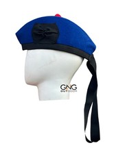 Scottish Royal Blue Glengarry Hat Piper Bonnet Wool Hat Military Kilt Cap