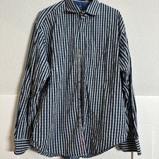 Robert Graham Flip Cuff Men  s 2XL Shirt Gingham Checks Eclectic Collage Art