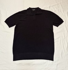 Karl Lagerfeld Paris Men  s Short Sleeve Textured Open Collar Polo Shirt Size M