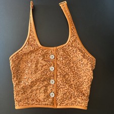 Weissman sequin button tank top orange girls dance halter XS