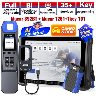 MUCAR 892BT AI OBD2 Diagnostic Scanner/T261 TPMS Tool/Screen Protector/TES102