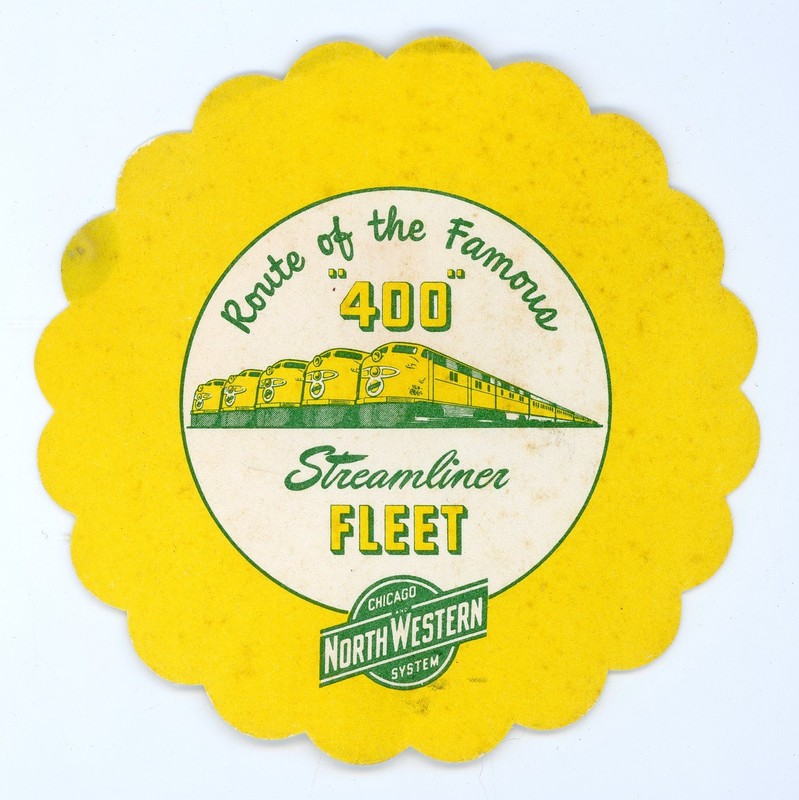 Vintage 1950 Paper Coaster Famous 400 Streamline Fleet Chicago Northwestern RR