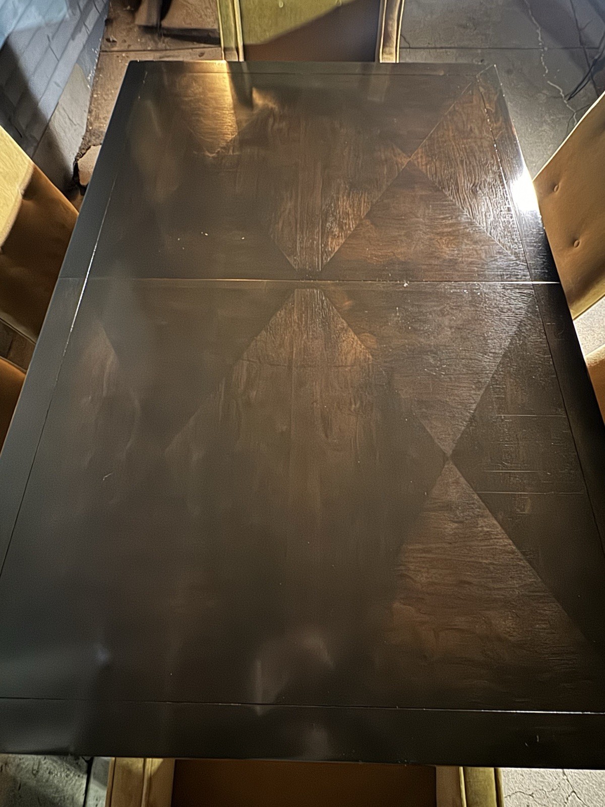 John Widdicomb Mid-Century Modern Burl Wood Parsons Extension Dining Table