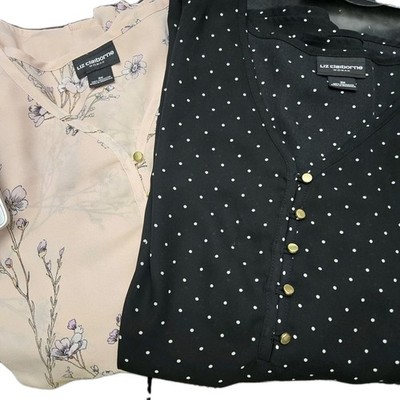 Set Of 2 Liz Claiborne Woman Chiffon Popover Blouses 3X Flutter Sleeve Office