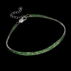 925 Sterling Silver Bracelet Round Tsavorite Garnet 1.5mm Gemstone Jewelry 7 In