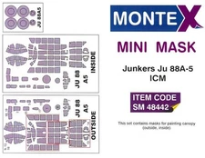 Montex 1/48 JUNKERS Ju-88A-5 CANOPY & WHEELS PAINT MASK ICM Models