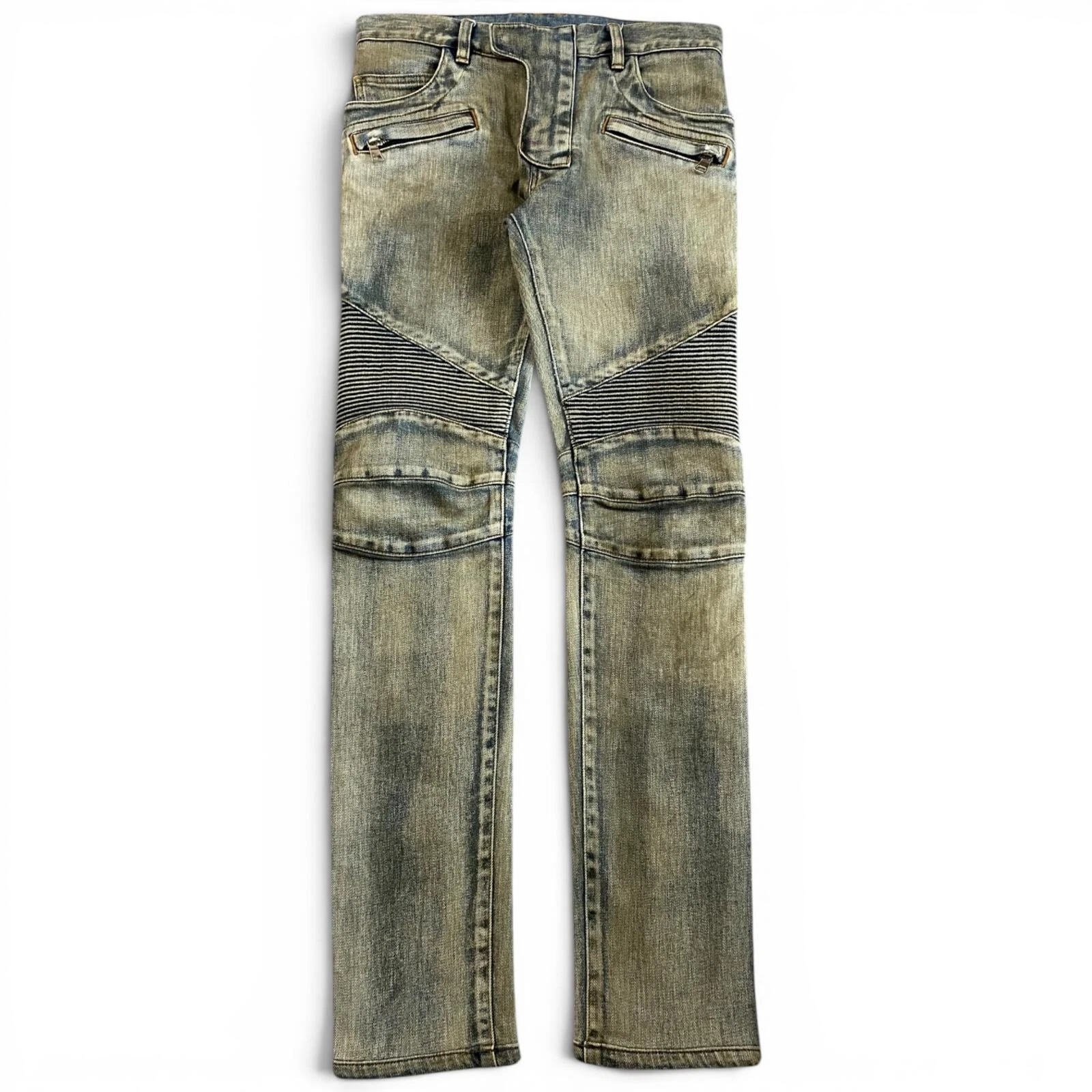 Balmain — Balmain SS16 Dirty Mudwash Biker Denim