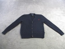 Polo Ralph Lauren Sweater Youth Medium 10-12 Blue Cable Knit Button Cardigan