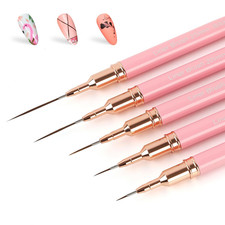 Metallic Nail Art Pens, Liner Brushes Set, 5PCS Pink Color Nail Tools for Long L