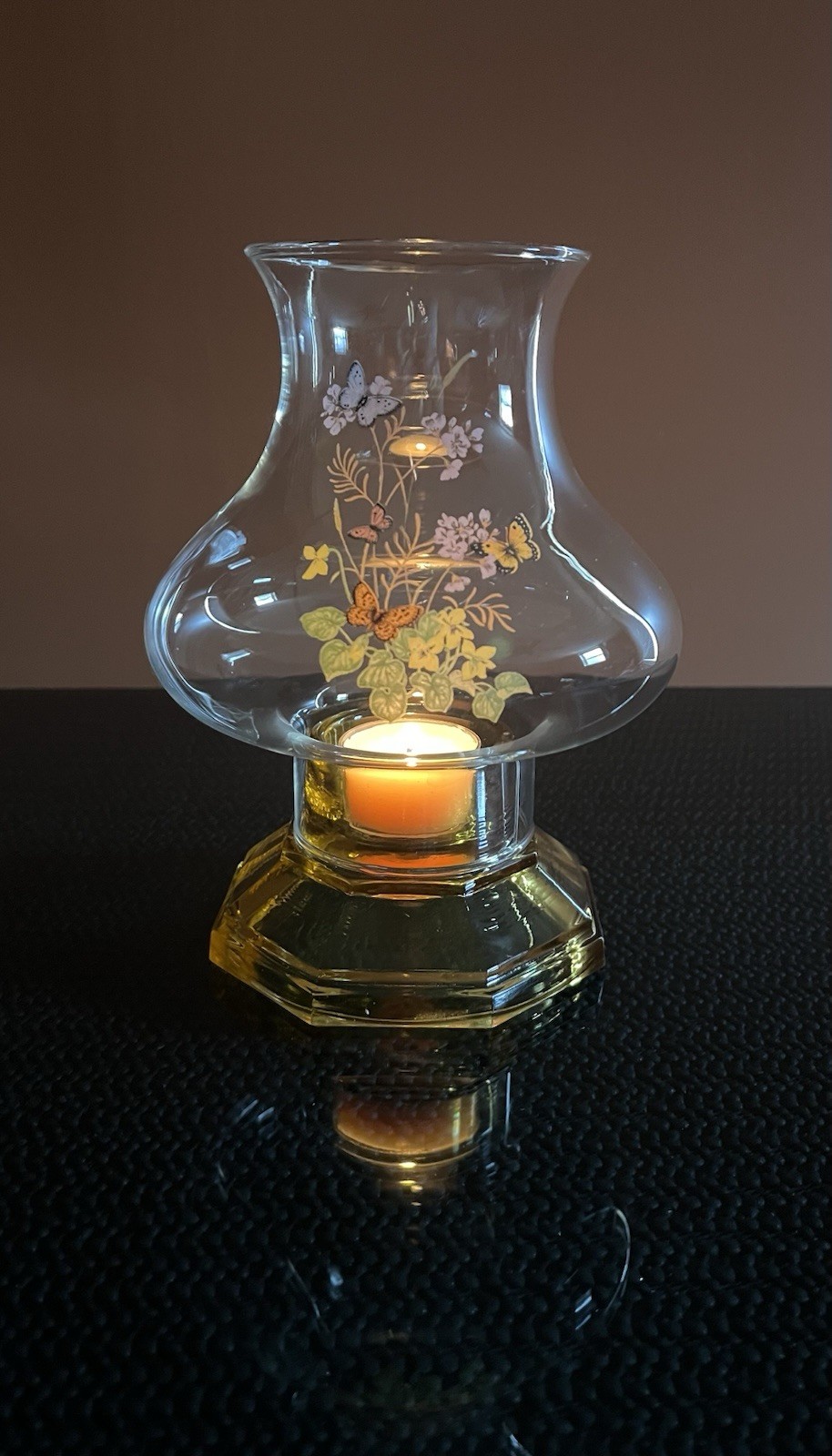 Clear Hurricane Shade Floral Butterfly