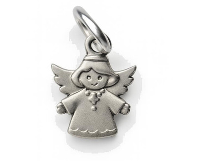Silver 925 Ladies Kids Pendant 7*6mm Flying Angel with Cross, Guardian Angel
