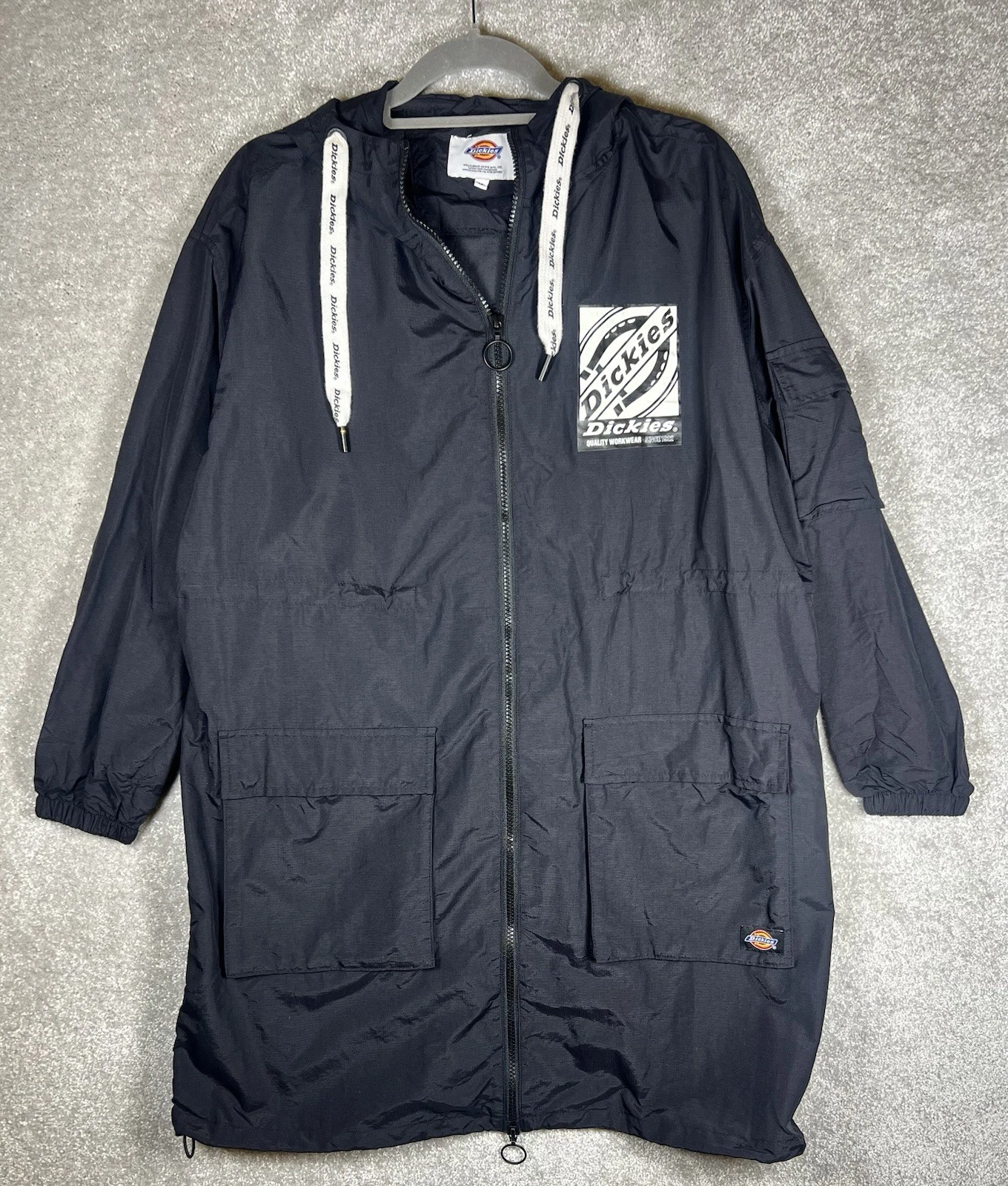 Dickies Black Ripstop Parka Jacket Medium M Utility Techwear Ripstop Mac Baggy