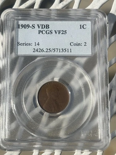 1909-S VDB Lincoln Wheat Cent 1c PCGS VF 25 Key Date