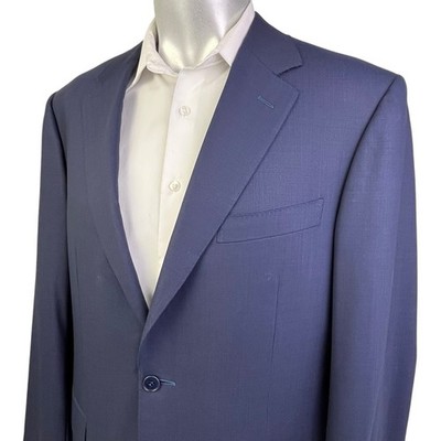 Canali Blazer Jacket Men's Italian 56/US 46 L Blue 100% Wool 2 Button Sport Coat