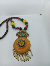 Tribal Tibetan Banjara Necklace Handmade Bohemian Gypsy 221n Pendant Resin Beads