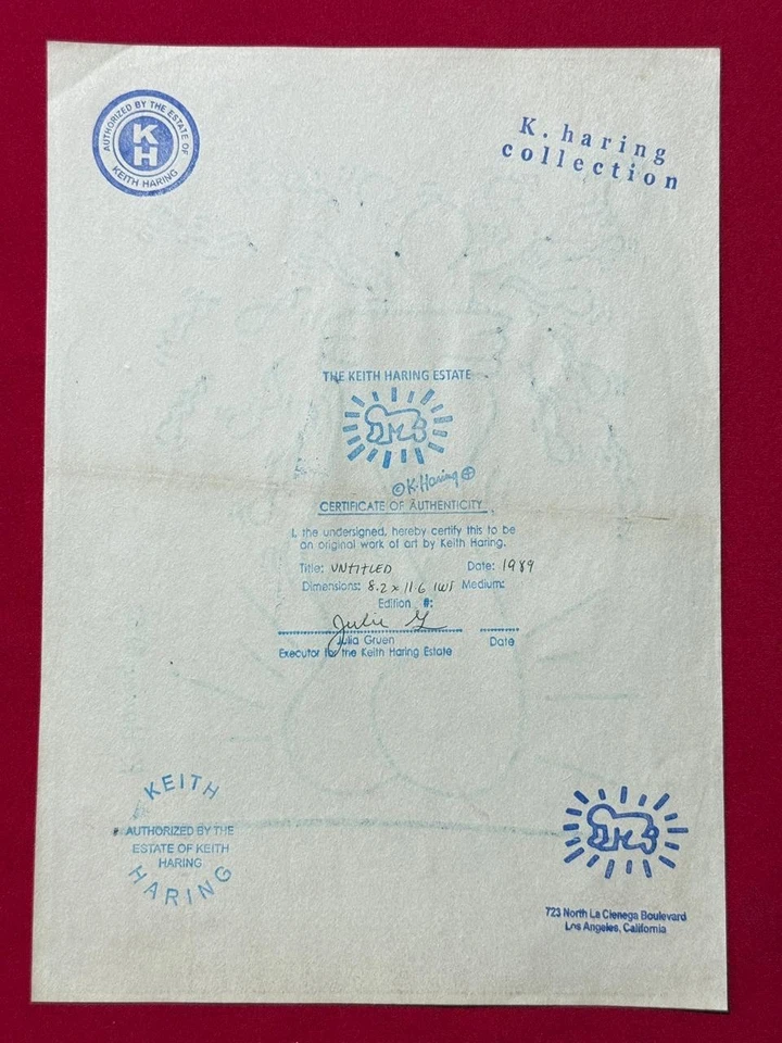 Dibujo Keith Haring (Hecho a Mano) Papel Muy Bien Conservado Firmado y Precintado Foto 4 de 4
