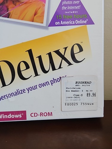 Vintage 1996 Brand New Sealed Adobe PhotoDeluxe v 1.0 CD Rom For Windows Egghead - Picture 2 of 11