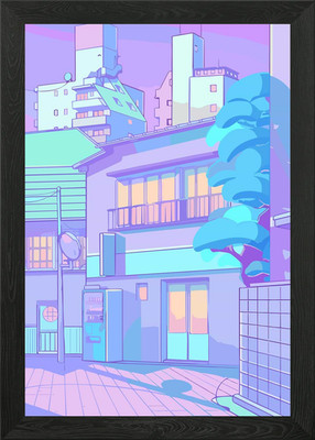 lofi aesthetic Framed Wall Art Poster Canvas Print Picture