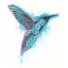 "Nature" Temporary Tattoo, Blue & Pink Hummingbird