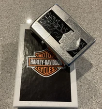 Brand New 10 ZIPPO Lighter HARLEY DAVIDSON Tyre Tread Etched Street Chrome Case 