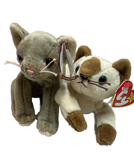 TY SNIP SIAMESE CAT & Cat Beanie Babies 1996-1998 VTG NWT KITTENS 2 Cats - Picture 2 of 15