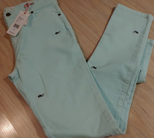 Vineyard Vines Corduroy Jeans Pants Girls SZ 16 Crystal Blue Mint Adjustable NWT