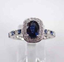 14K White Gold Plated 2.30 CT Oval Cut Lab-Created Sapphire Halo Engagement Ring