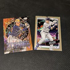 2024 Topps Cosmic Chrome Christian Yelich Lot (2) Brewers, Orange 03/25 + Base