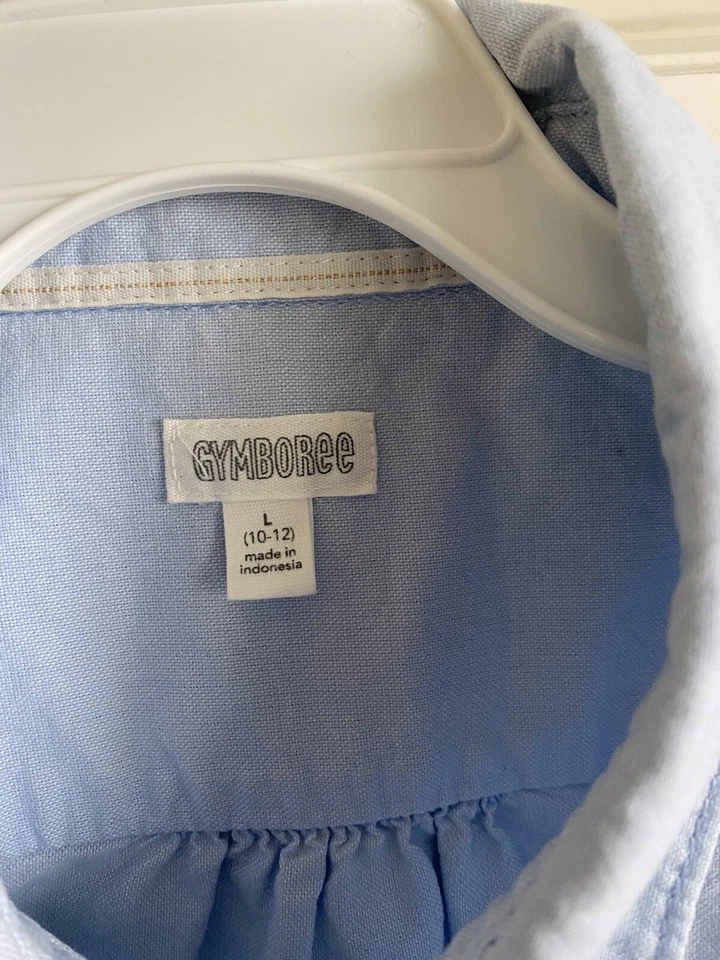 Camisa Gymboree Niñas 10 12 Azul Claro Manga Corta Uniforme Básico Con Botones Foto 3 de 4